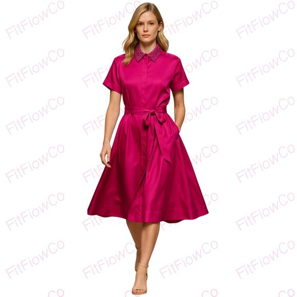 Karl Lagerfeld Paris Paisley Print Belted Shirtdress – Short Sleeve – NWT - Picture 1 of 6